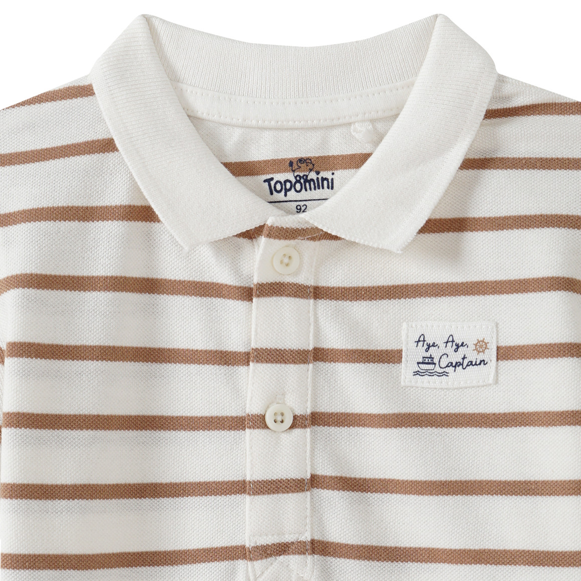 Topomini Baby Poloshirt mit Streifen cremeweiss / braun