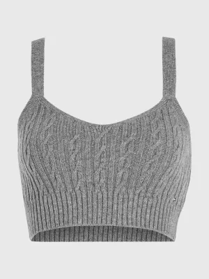 Top cropped de tricô