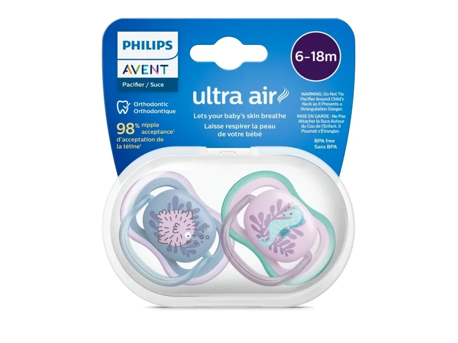 Philips AVENT ultra air SCF085/61 sut, Klassisk babysut, Ortodontisk, Silikone, Dreng/Pige, Tåler opvaskemaskine