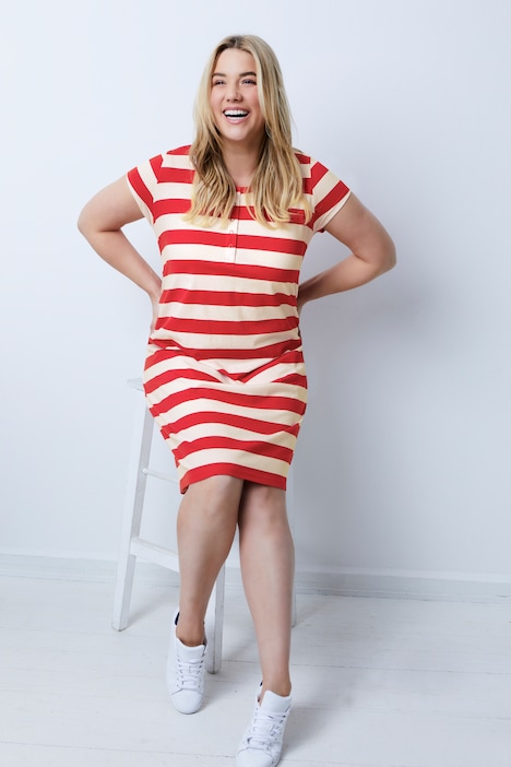 Bellieva Kleid, Jersey, Halbarm, seitliche Raffung, Biobaumwolle, GOTS