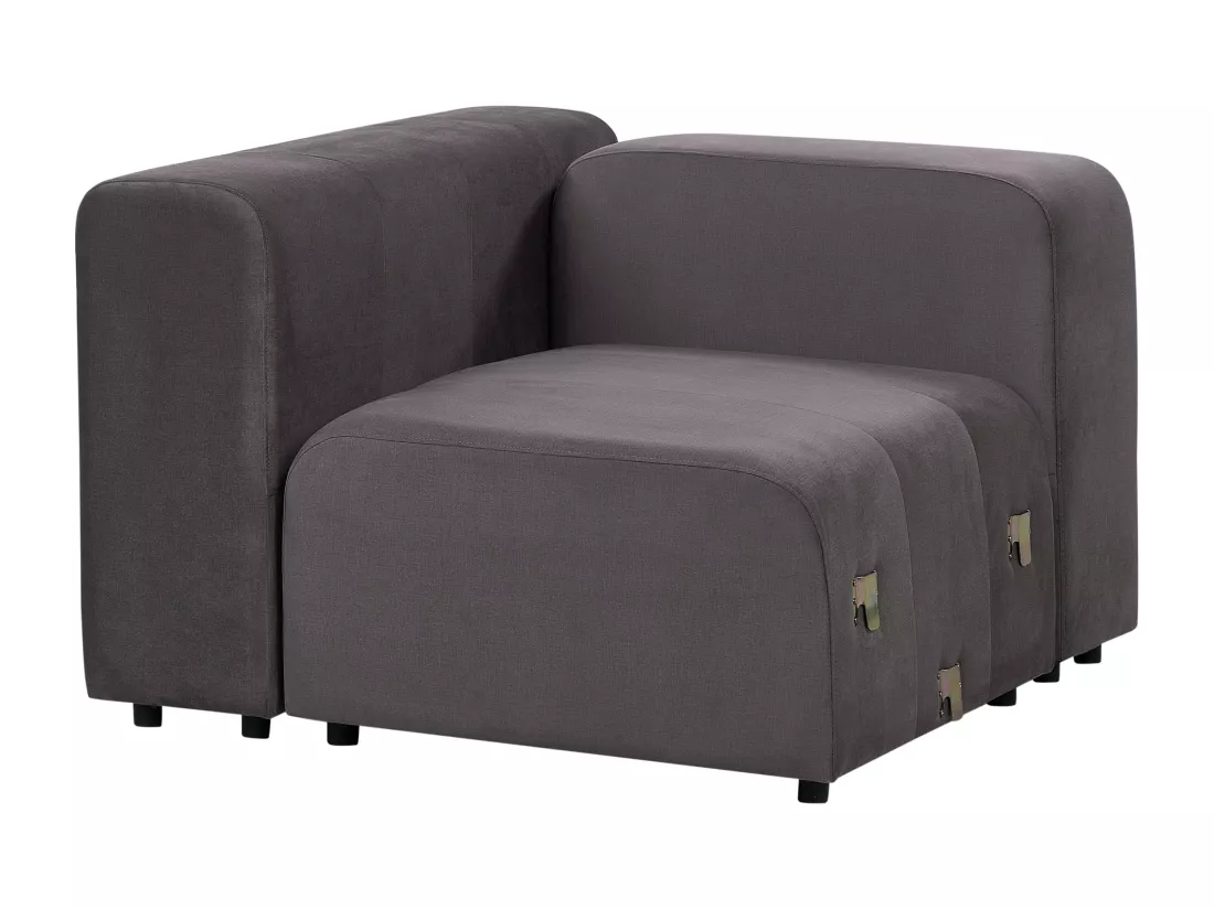 Canapé 3 places modulable avec ottoman en velours gris foncé FALSTERBO