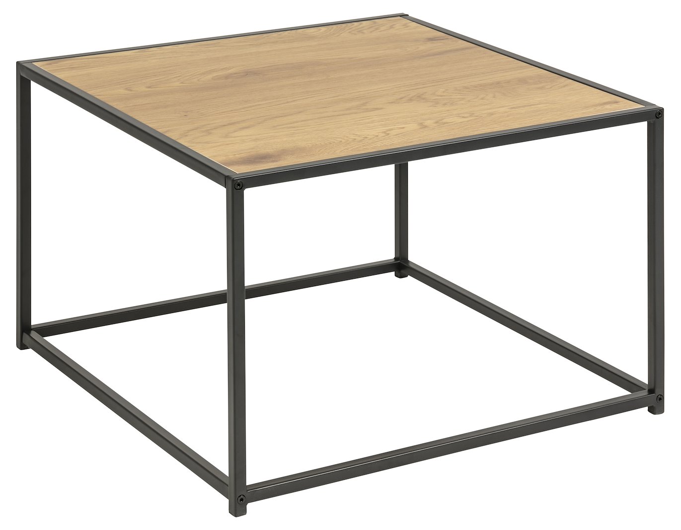 Seaford sofabord Vill eik foliert med sort metall understell. 60x60x40cm.