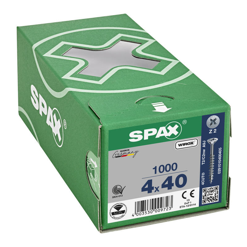 Spax universele schroeven platkop deeldraad 4x40mm PZ2*