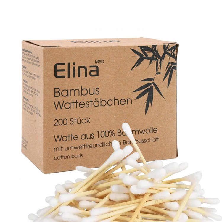 (1 Pack à 200 Stk.) Bambus Ohren Wattestäbchen Ohrenschmalz und Make-up Entferner