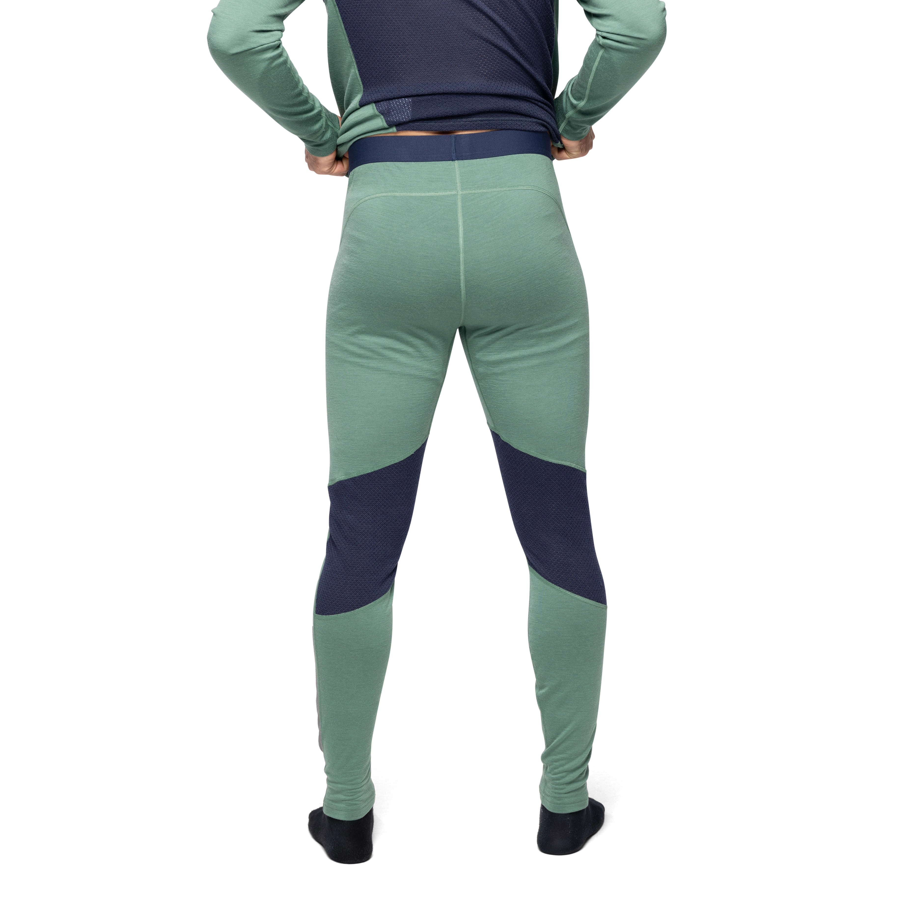 Inner:Pure Merino Tights Men Dark Jade Green / Navy Blue