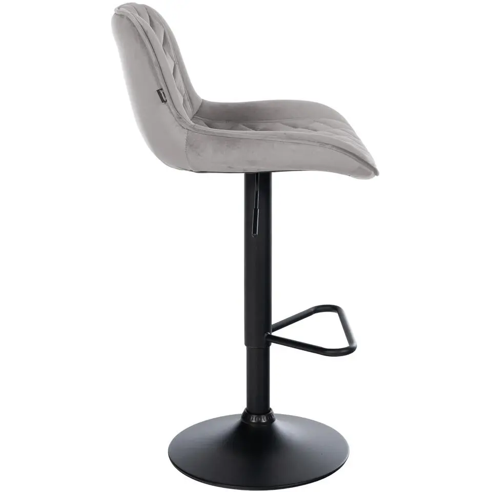 CLP Set van 2 Barkruk Kasson zwart Frame - Fluweel - grijs