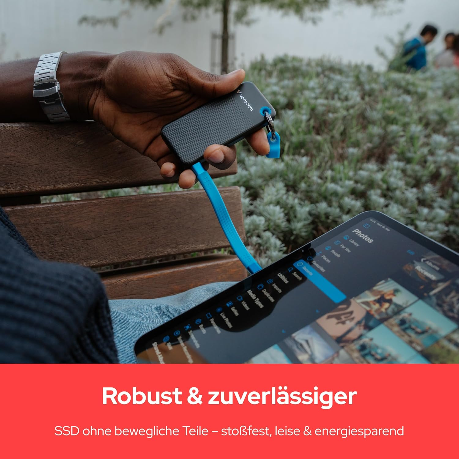 (2TB) Pocket SSD Externe SDD Festplatte USB C 3.2   Schlüsselanhänger mit Kabelbefestigung 10 Gbit/s (32194) - Schwarz / Grau