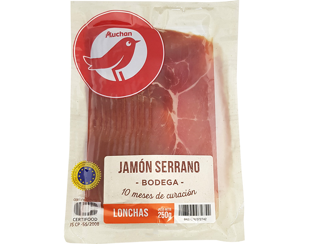 PRESUNTO SERRANO AUCHAN BODEGA FATIAS 250 G