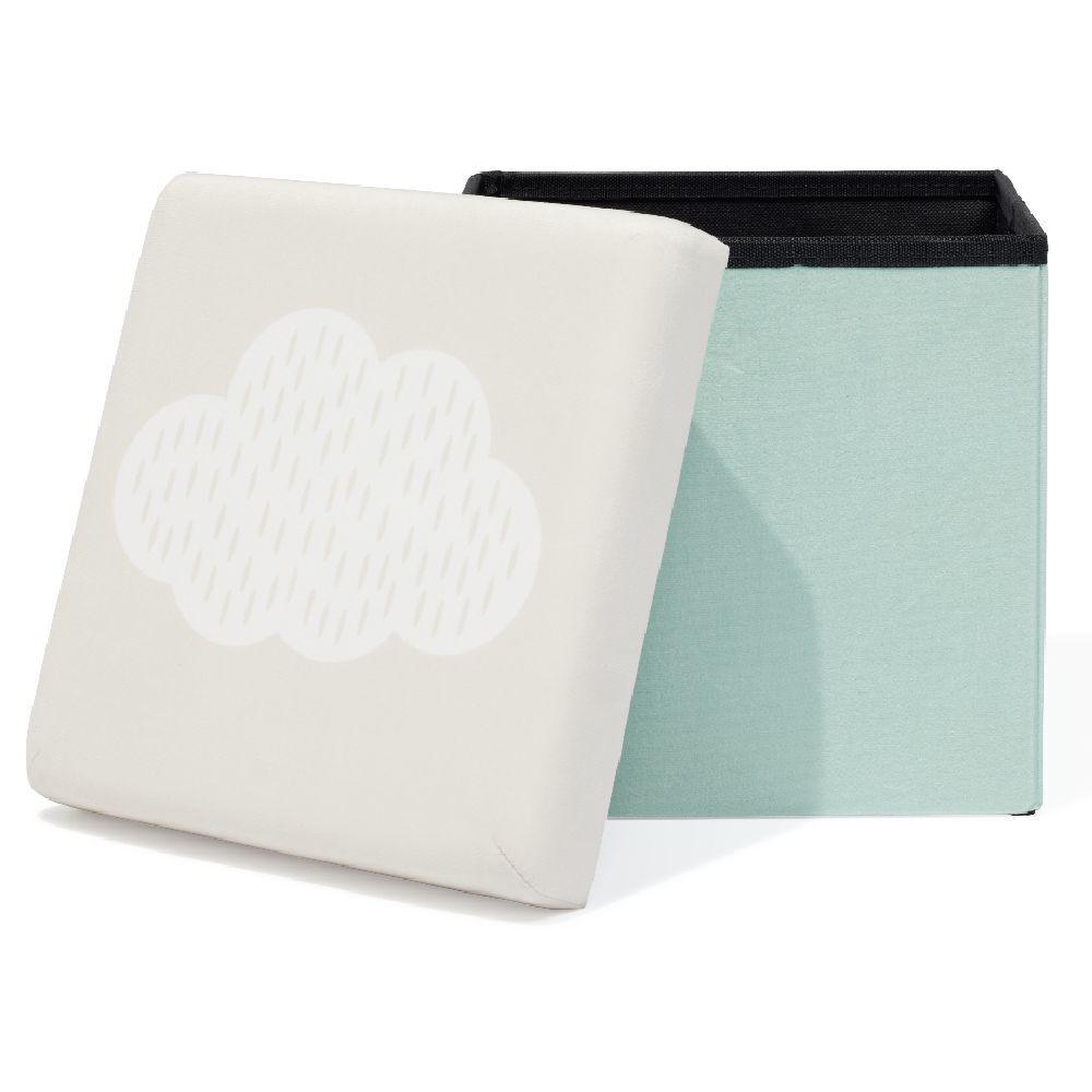 Pouf coffre cube Clara nuage - L30xP30xH30 cm