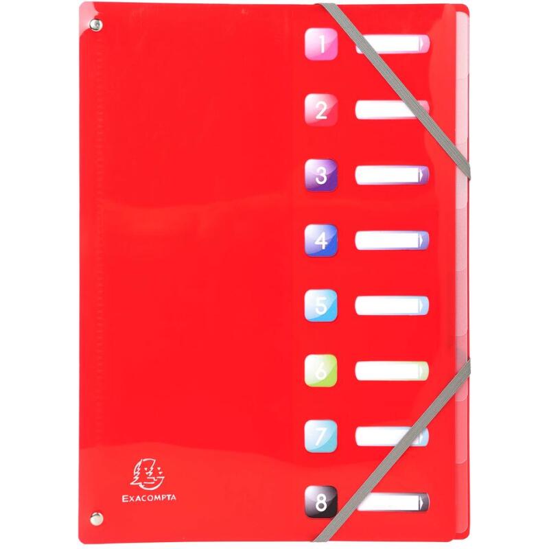 Trieur extensible en polypropylène 8 compartiments IDERAMA PP - A4 - Couleurs assorties