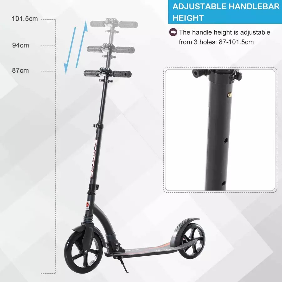 HOMCOM Tretroller mit Stoßdämpfung und höhenverstellbar schwarz