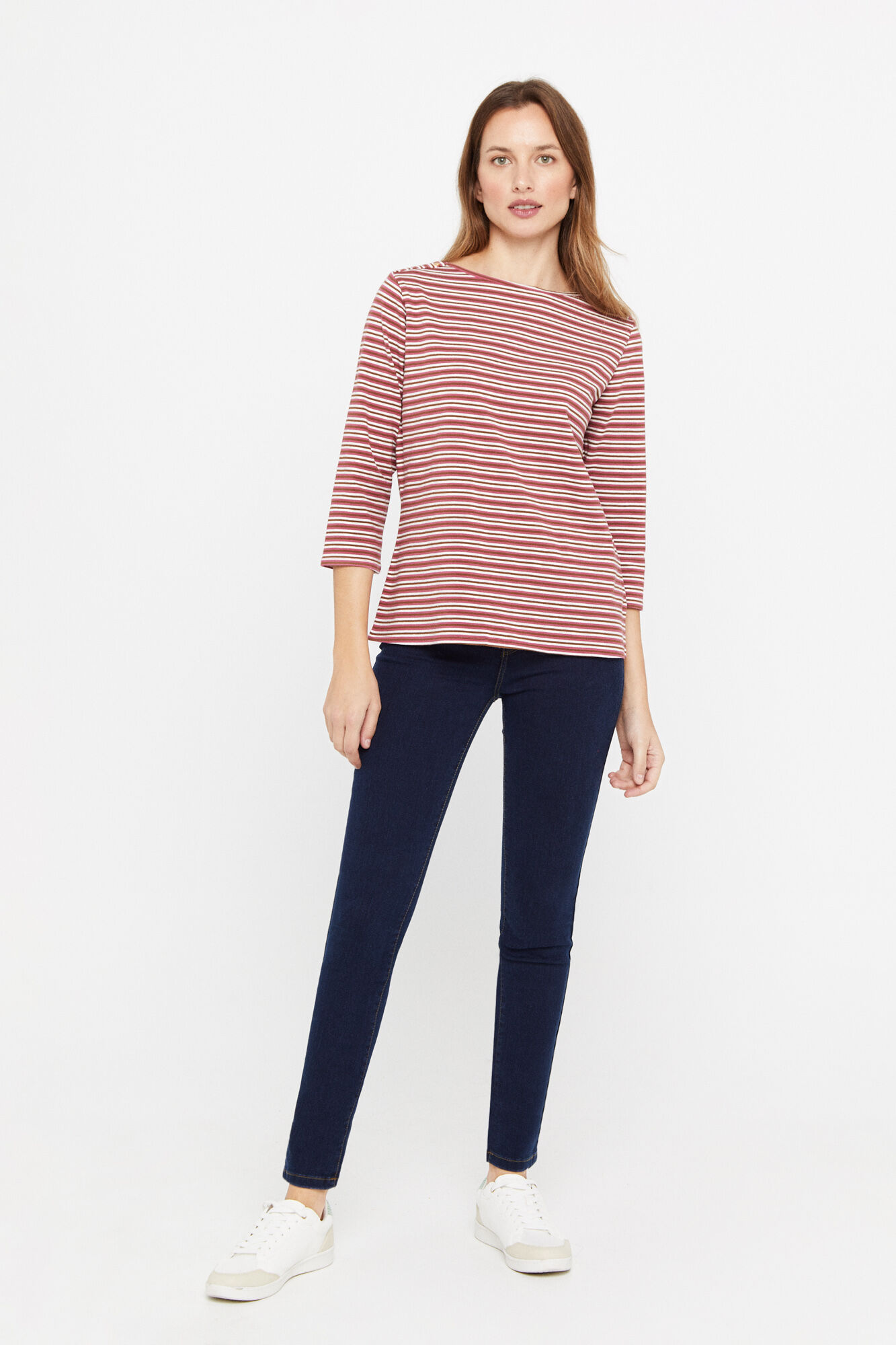 Camiseta básica com decote canoa - Multicolorida