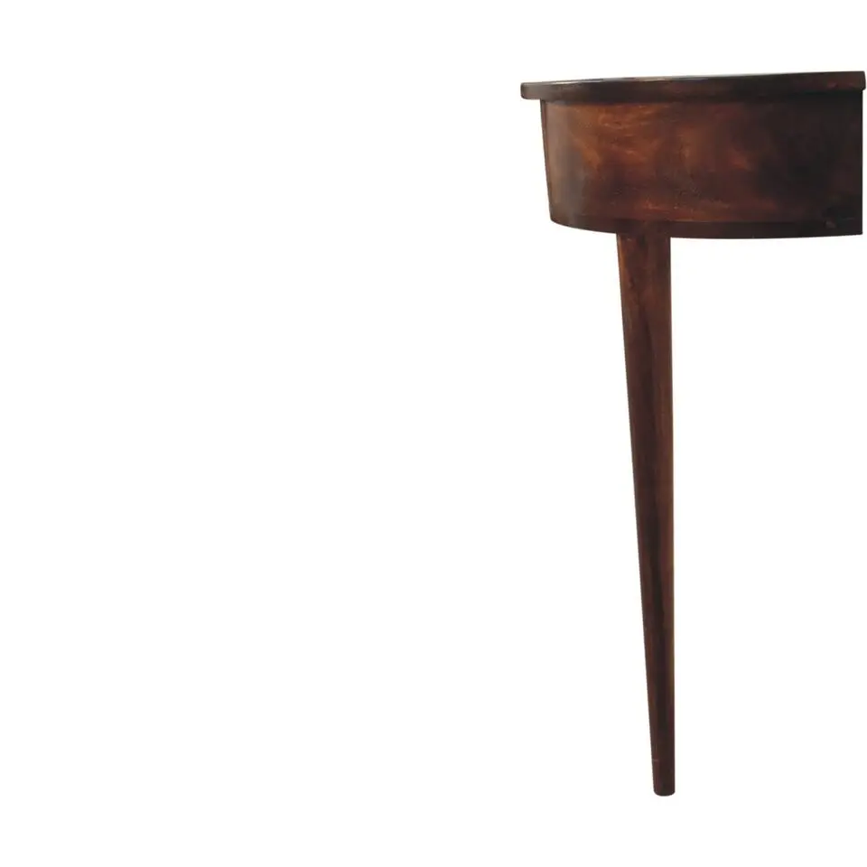 Wandgemonteerde kastanjehouten console zonder rugleuning, 1 lade, bruin