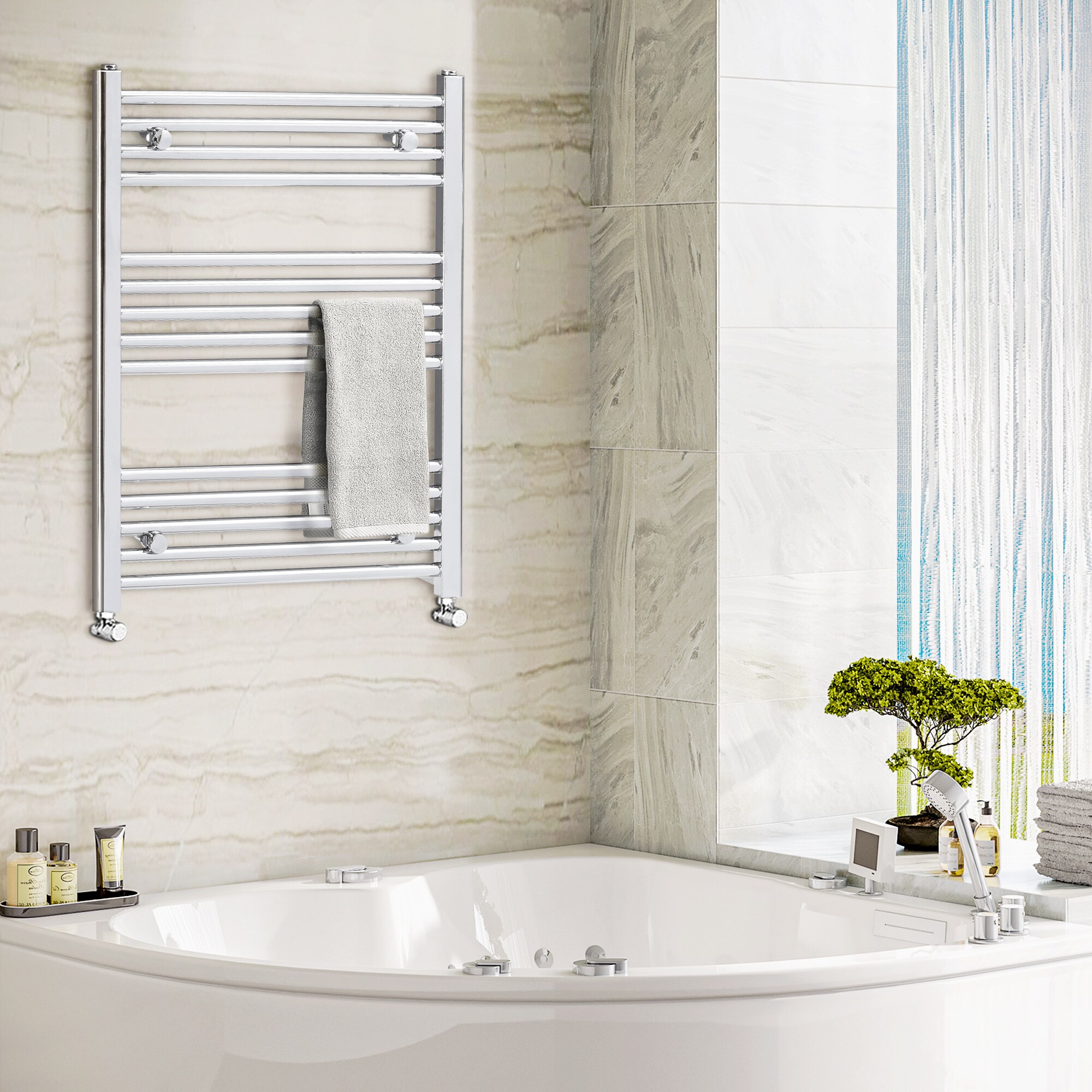 HOMCOM Handtuchwärmer mit 14 Heizstäbe silber 60L x 3B x 80H cm