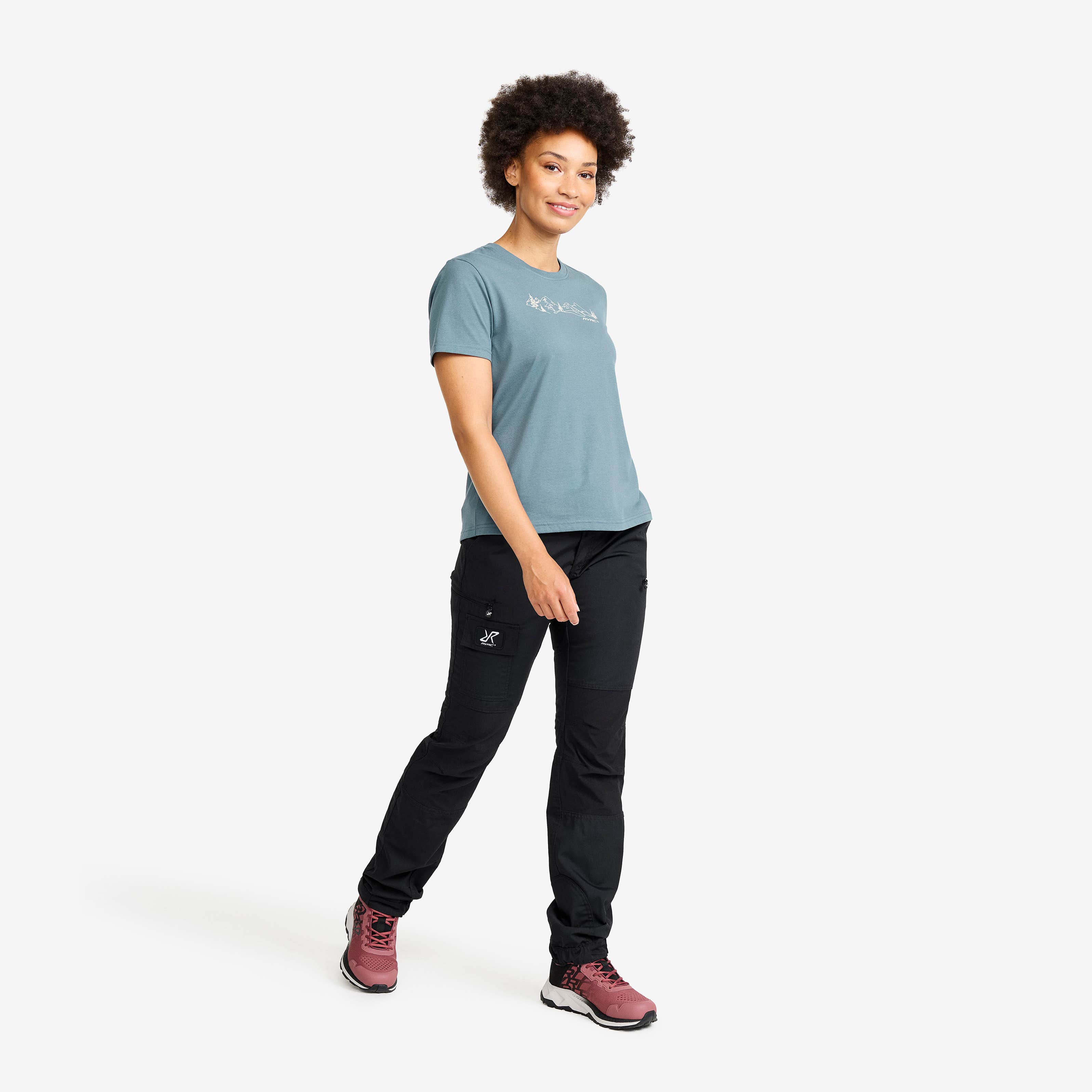 Easy Graphic Forest Lines T-shirt Dame Blue Mirage