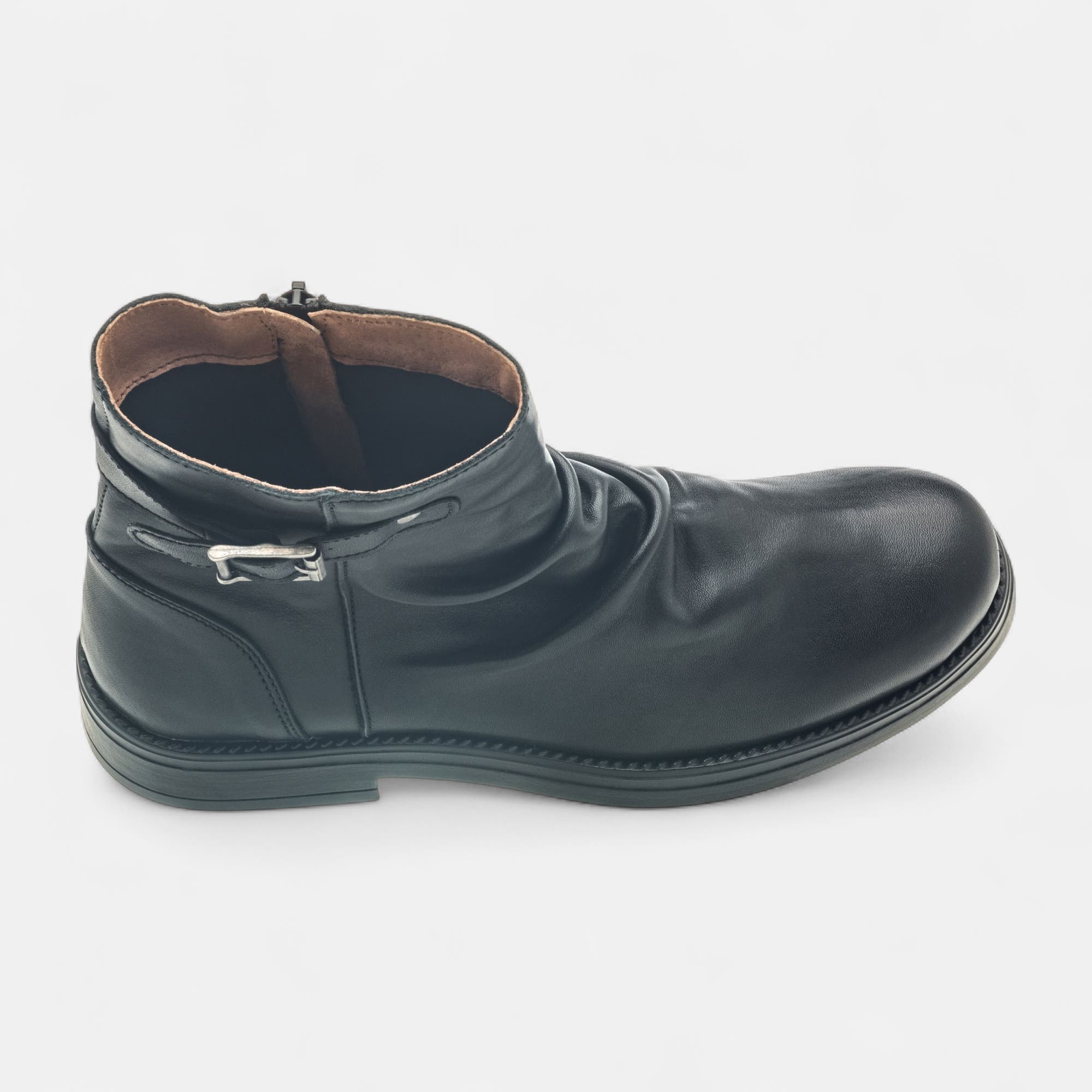 Boots Femme en cuir noir