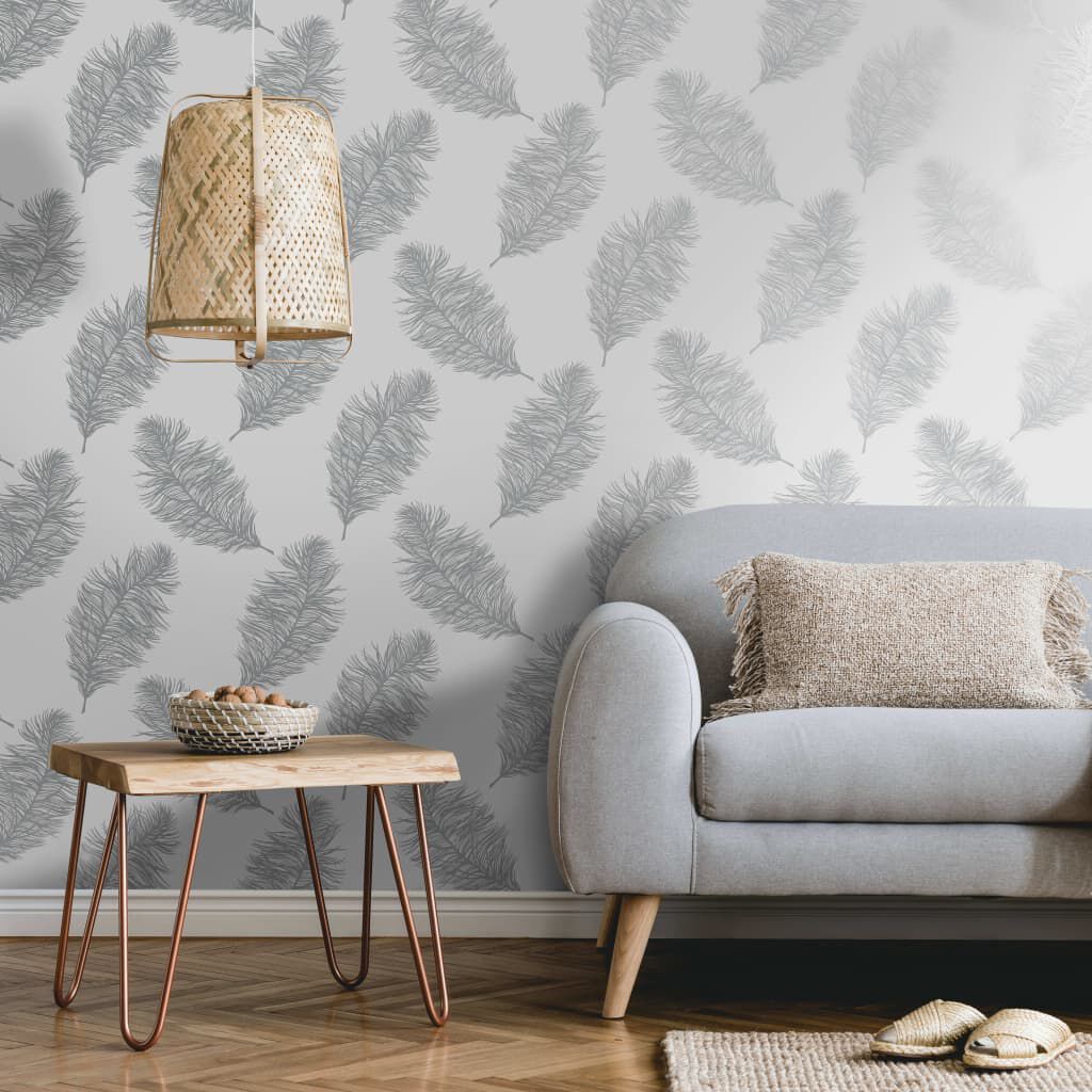 DUTCH WALLCOVERINGS Fawning Feather Behang, lichtgrijs