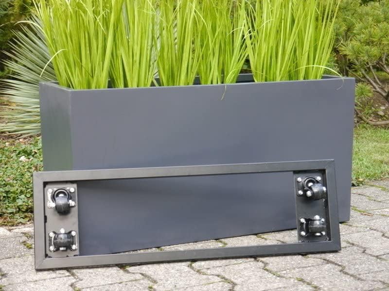 Pflanzkübel für Rollen aus Fiberglas, Blumenkübel, Pflanzgefäß, Blumengefäß, Pflanztopf, Blumentopf (L80 x B30 x H40 cm, anthrazit)