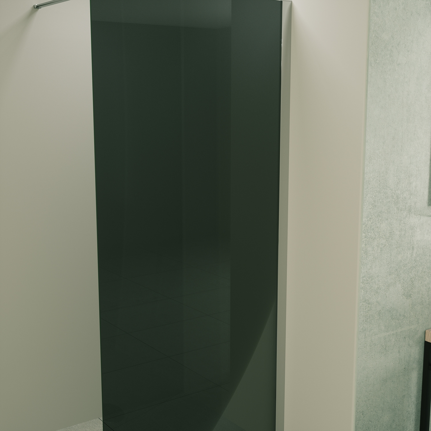 Mueller Slimline inloopdouche 80cm rookglas anti-kalk inclusief chroom profiel & stang