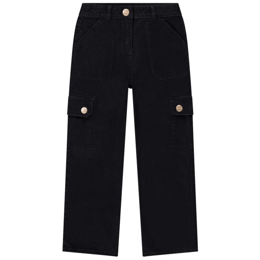 Pantalon cargo en sergé pour fille - Noir