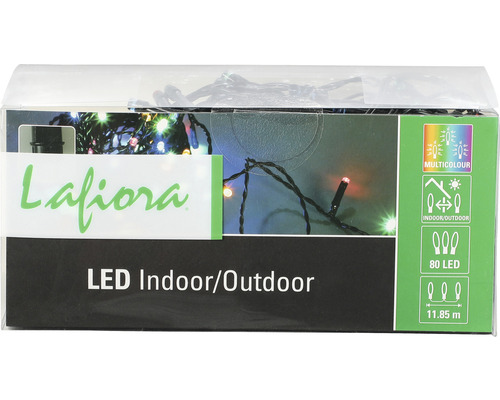 Lafiora lichtsnoer 11,85 m + 10 m snoer 80 LED's veelkleurig licht inclusief timer en dimmer