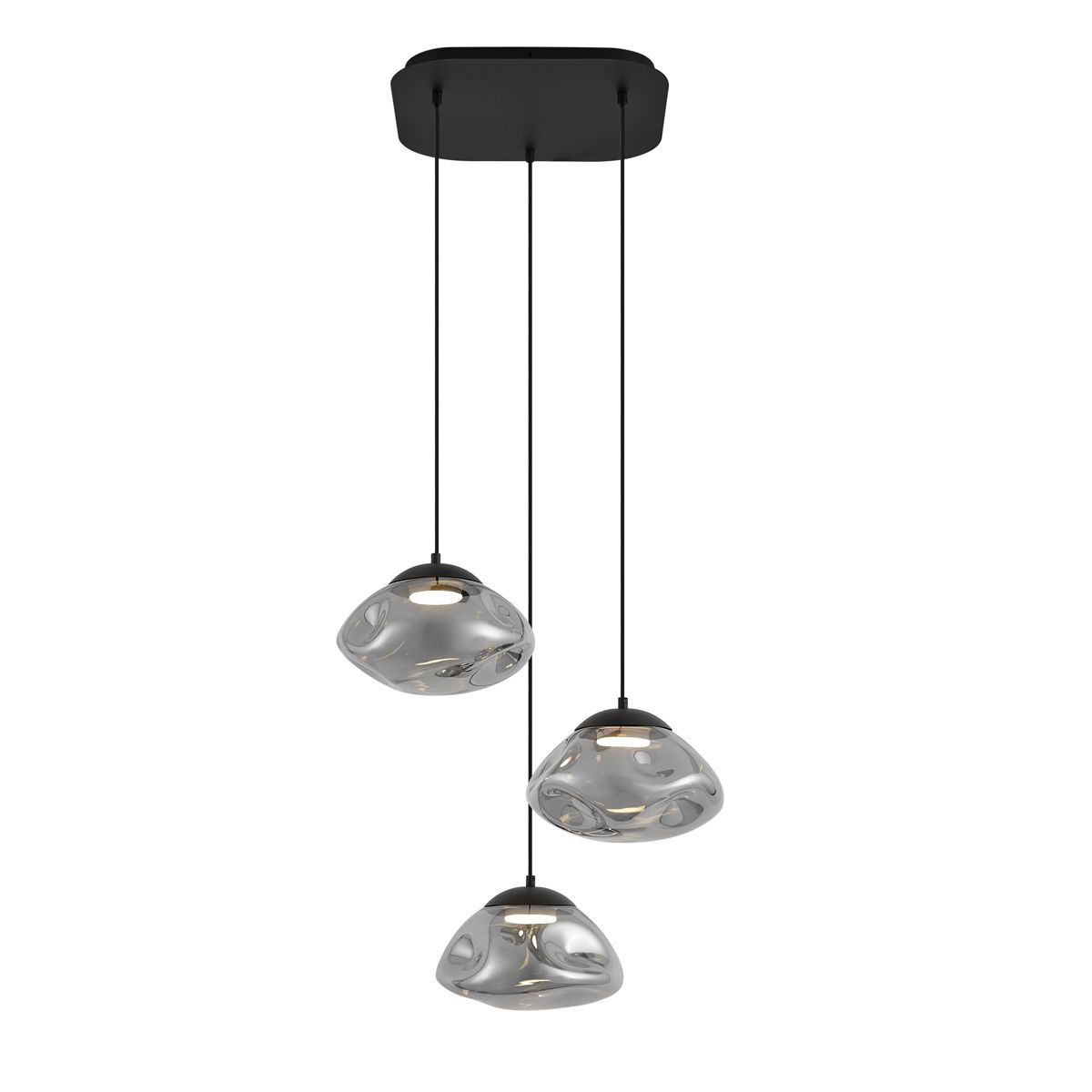 Design hanglamp zwart met smoke glas 3-lichts - Gus