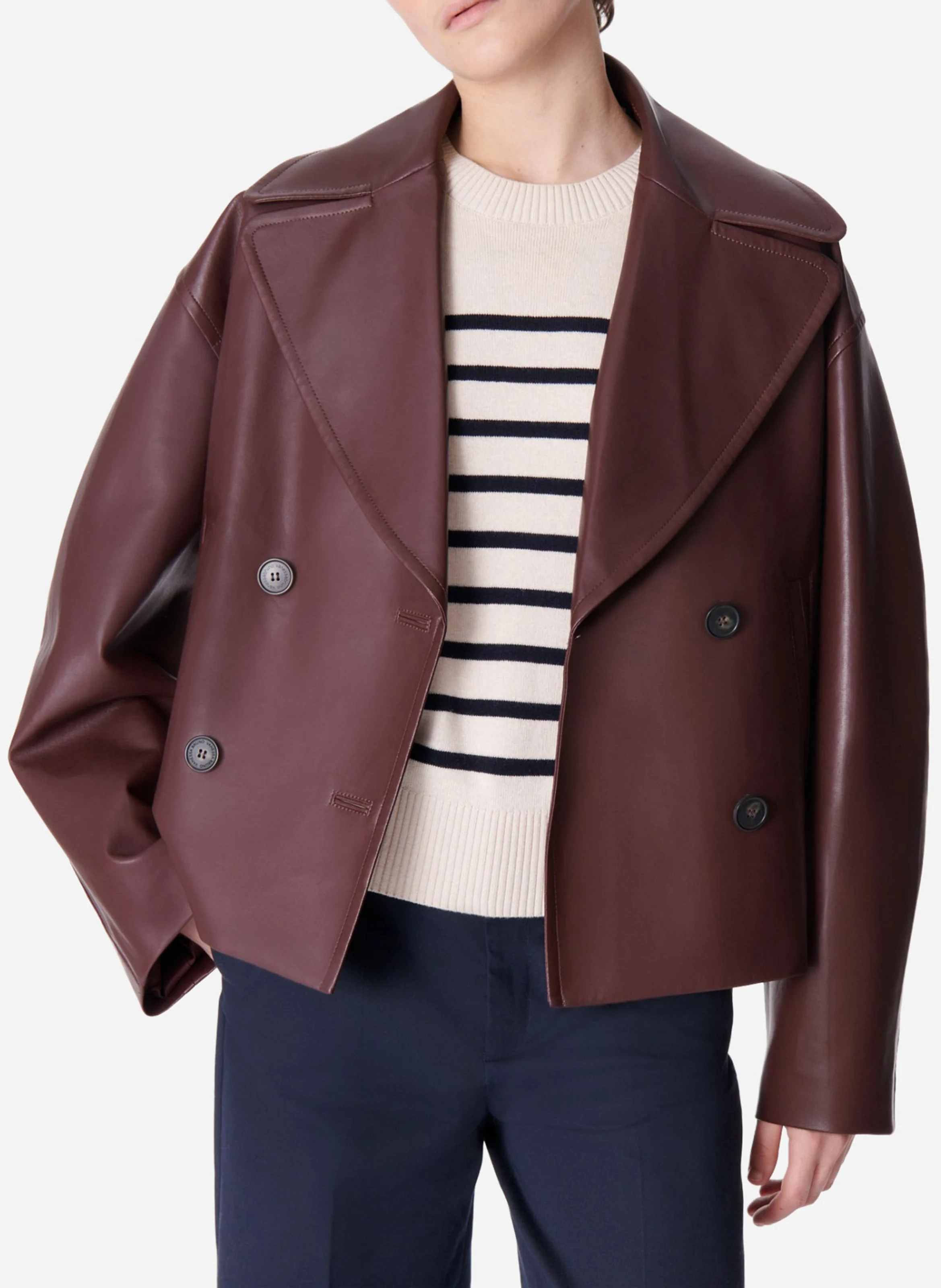 CARLIN - Manteau oversize court boutonné | Rouge