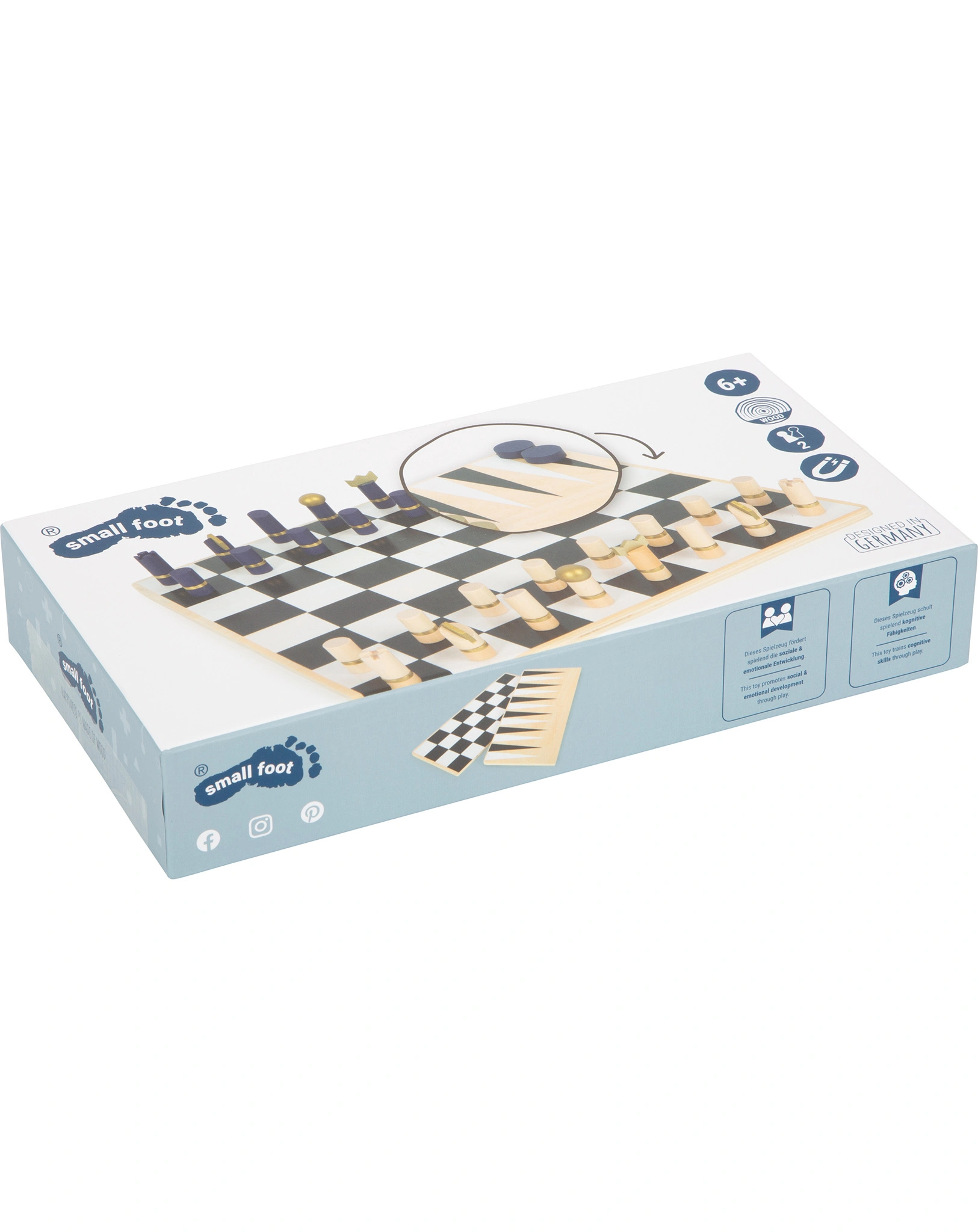 Brettspiel SCHACH & BACKGAMMON - GOLD EDITION aus Holz