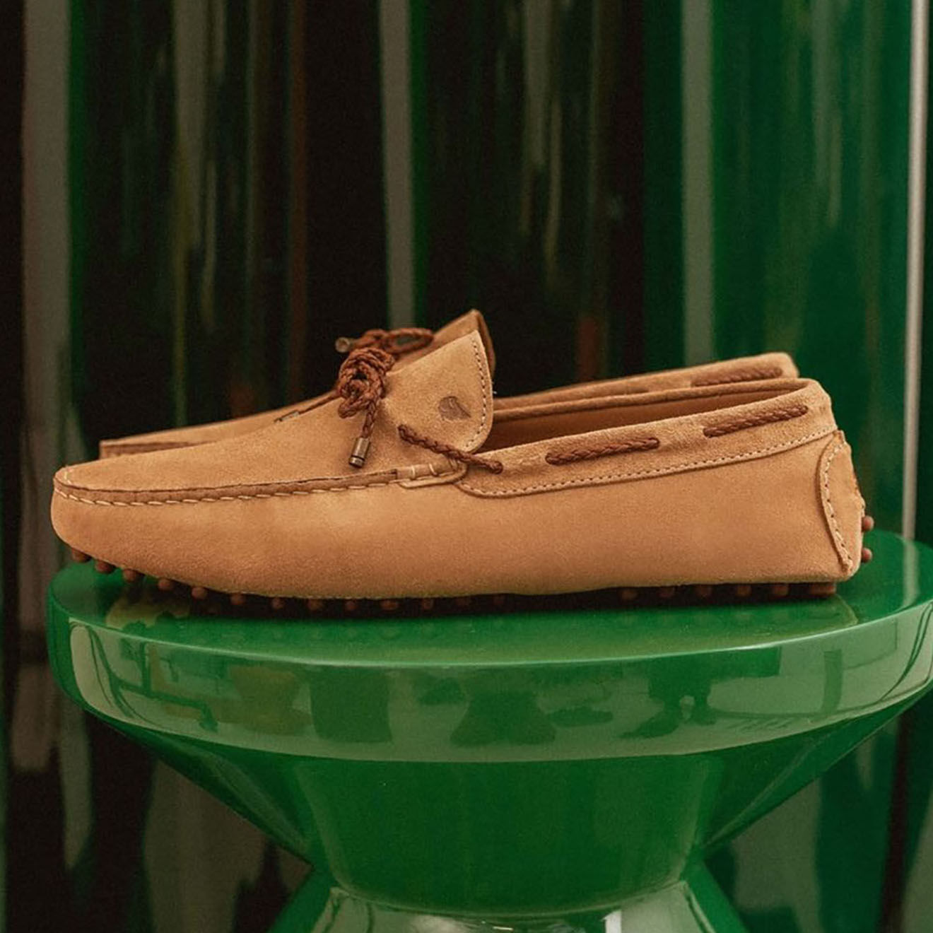 Bobbies Mocassins en Velours de Cuir Llyod beiges