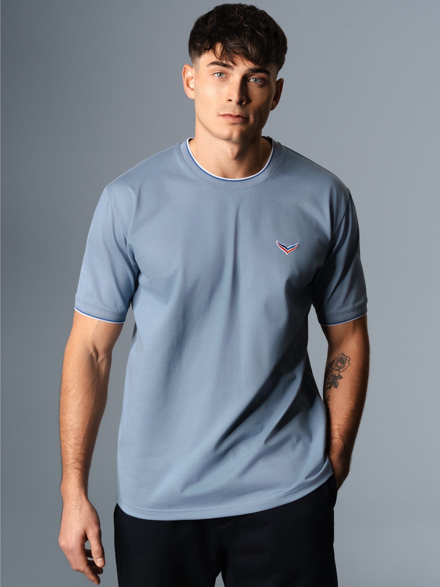 T-Shirt in Piqué-Qualität Pearl-blue