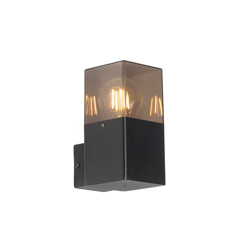 Moderne zwarte buitenwandlamp IP44 met rookglaseffect - Denemarken