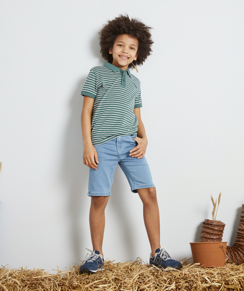 BERMUDA DROIT GARÇON EN DENIM BLEU LOW IMPACT