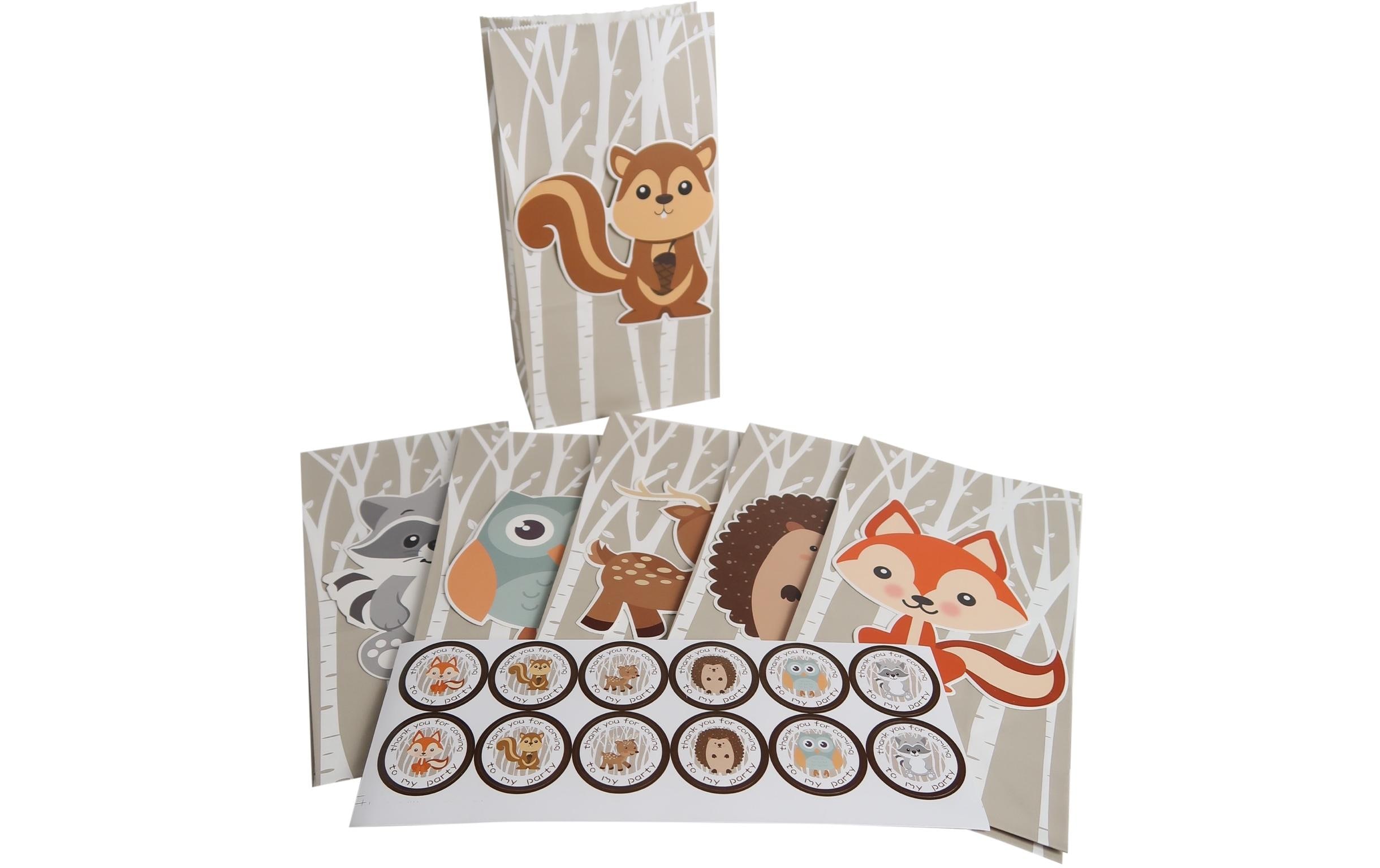 Geschenktüte Waldtiere 12 Stück, MehrfarbigPapiertüten Set