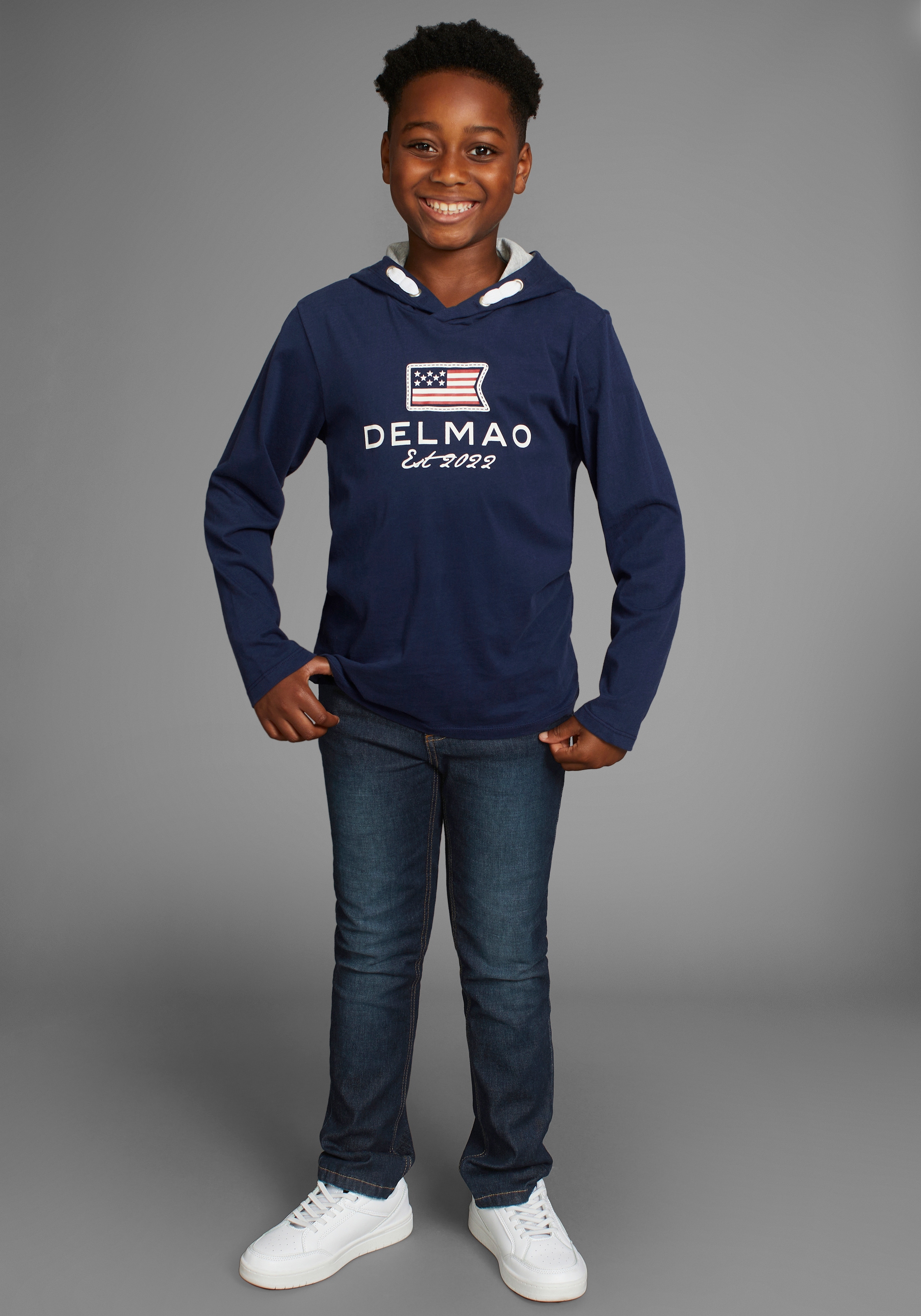 DELMAO Stretch-Jeans »Straight-fit Jeans für Jungen«, elastisches Material,  Used-Look-Waschung,  niedrige Leibhöhe