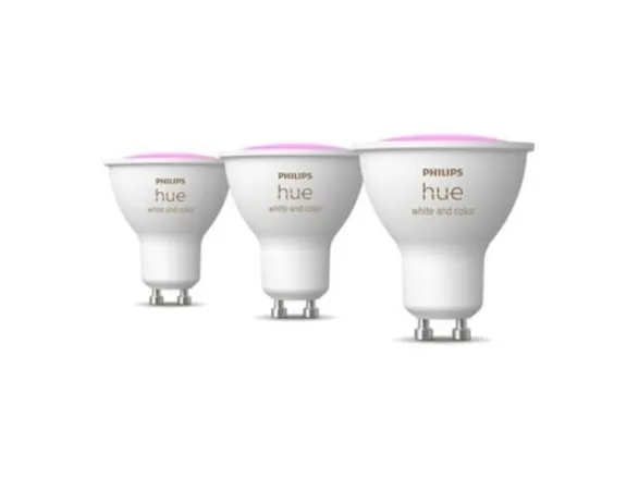 Philips Hue White and Color Ambiance - LED-spot lyspære - GU10 - 4.2 W - klasse E - multifarvet/varmt til køligt hvidt lys - 2000-6500 K (pakke med 3)