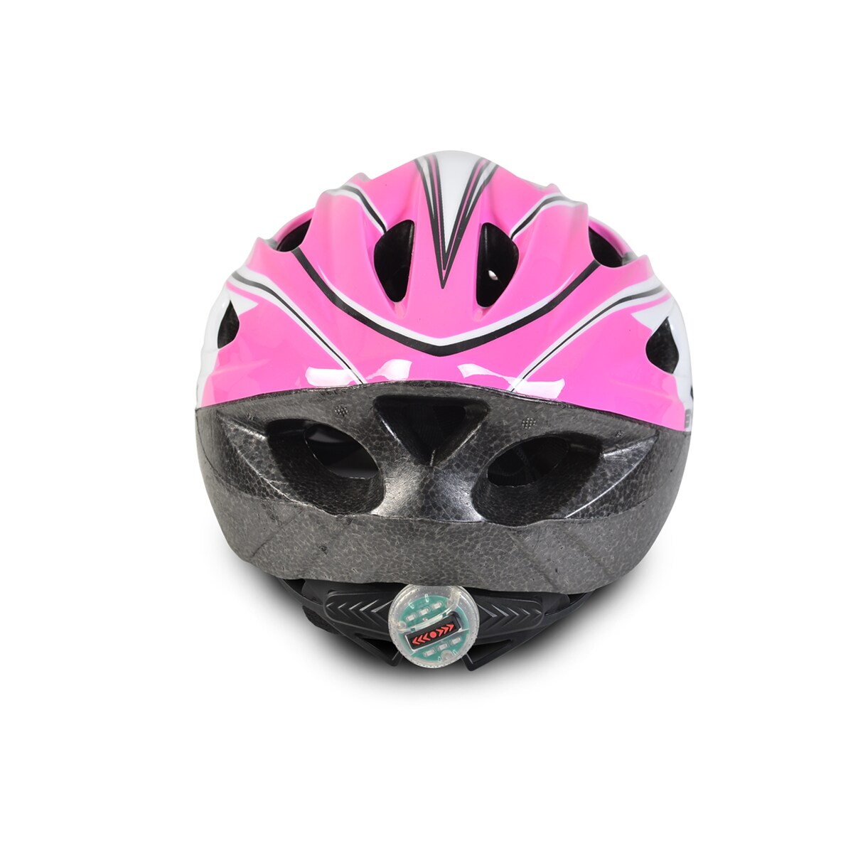 Byox Kinder Schutzhelm Y02, 17 Löcher, Größe M, einstellbar 54-58 cm, LED-Licht rosa