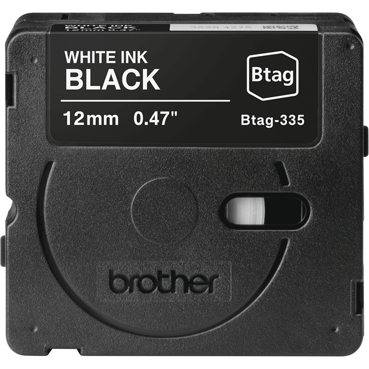 Brother BTAG-335 - Ruban adhésif blanc sur noir, 12 mm de large, non laminé
