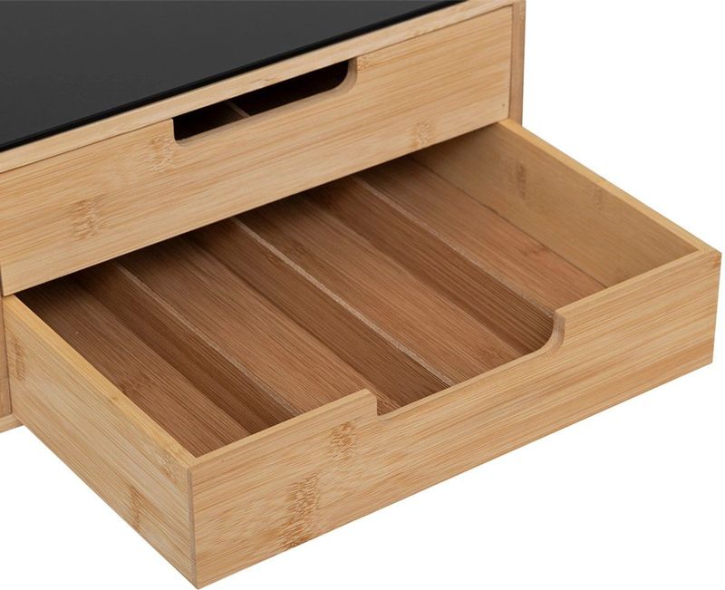 5Five - Koffie Cup Dispenser - Bamboe - Zwart/Bruin - 30 x 30 x 14 cm