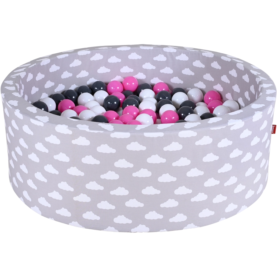 knorr toys® Bällebad soft - Grey white clouds - 300 balls cremegreyrose grau