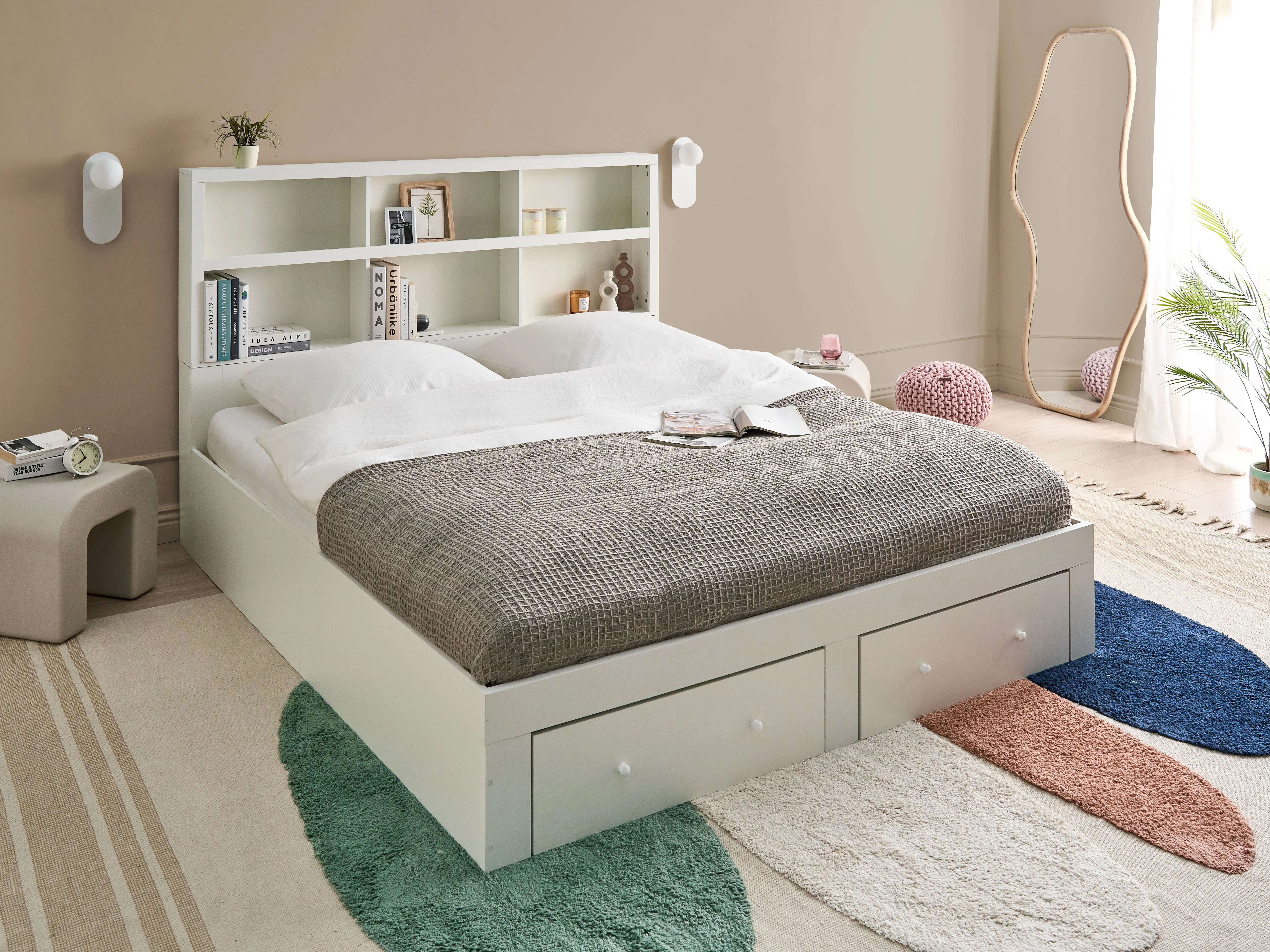 Bed met opbergladen TARARE 180 x 200 cm Wit