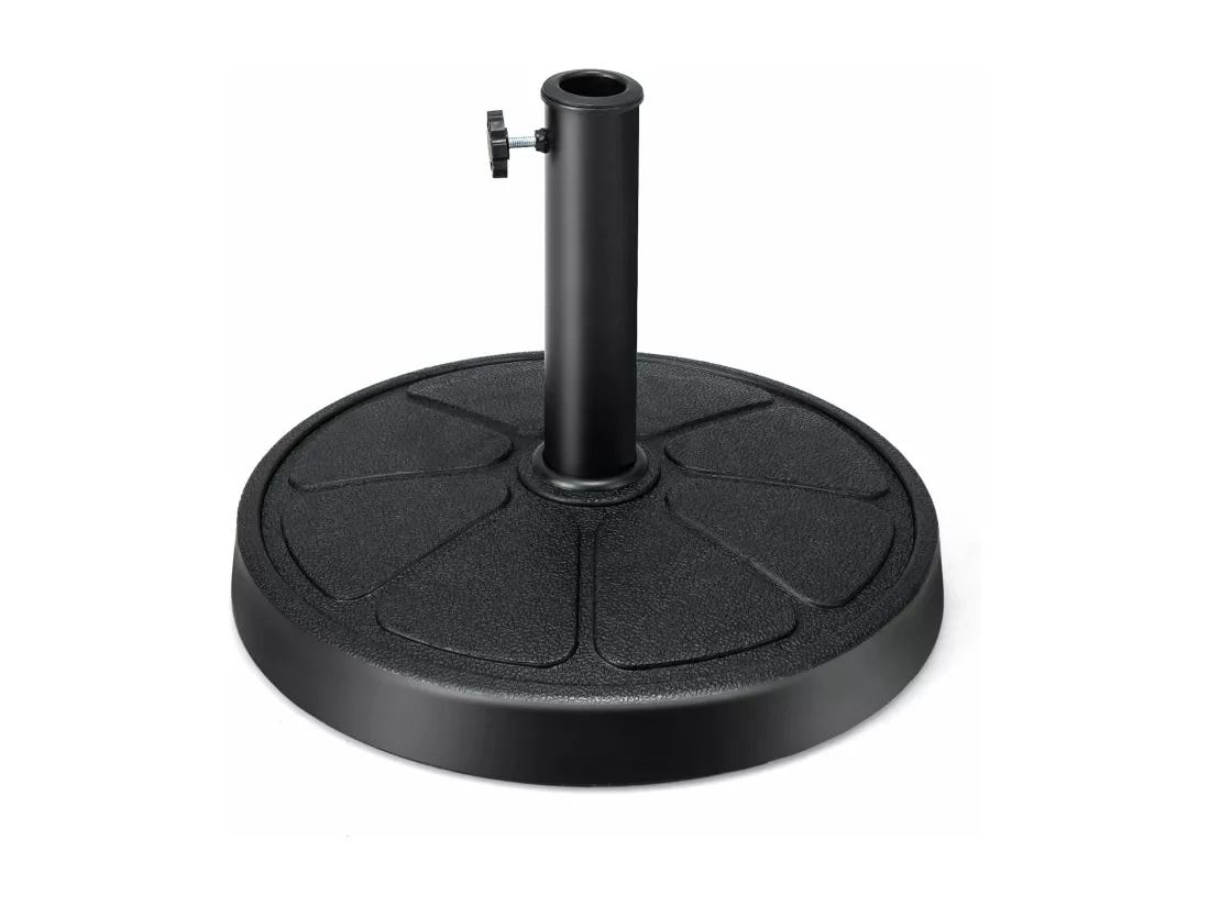 Pied de Parasol Déporté φ45CM 14KG, Base de Parasol en Résine pour Parasol 38/48 mm, Tuyau en Métal, Lestage de Parasol pour Balcon, Jardin, Patio, Terrasse, Piscine