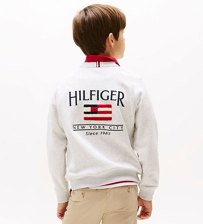 Tommy Hilfiger Sweatshirt - Flagge Lässig - Snow White Heather