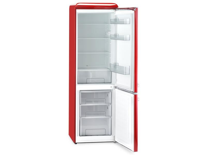 Trisa Kühl-Gefrierkombination Frescolino Classic 300 Rot Grosser Kühlschrank mit Gefrierfach in Retro Design