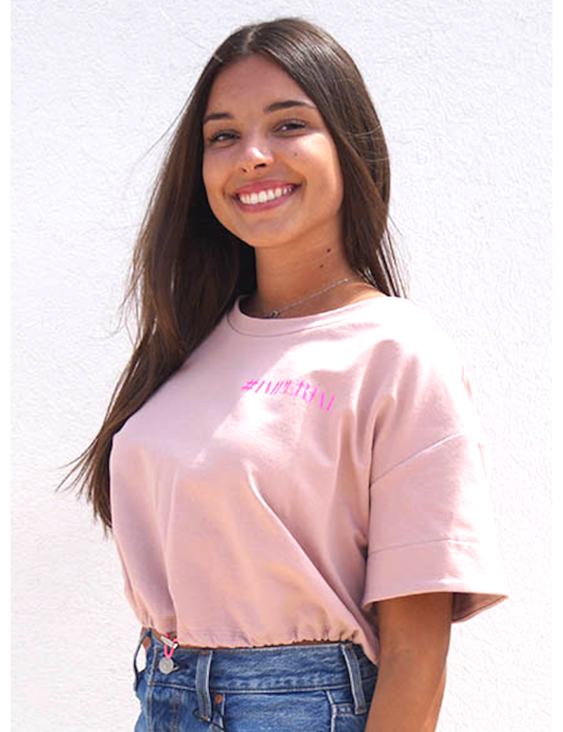 IMPERIAL CROP TOP LOGO ROSE