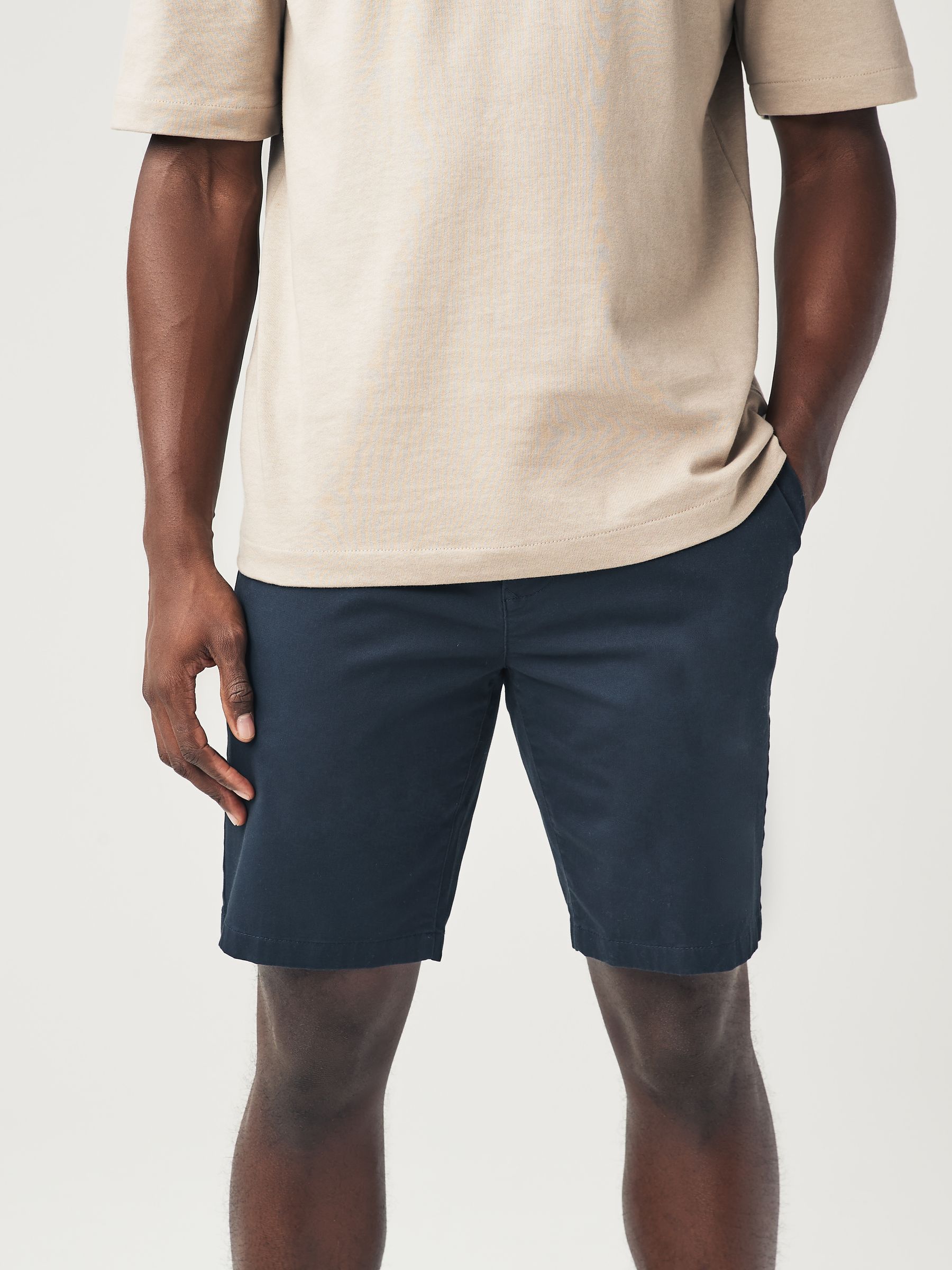 Marineblauw/antraciet - Slim Fit - Set van 2 chinoshorts met stretch