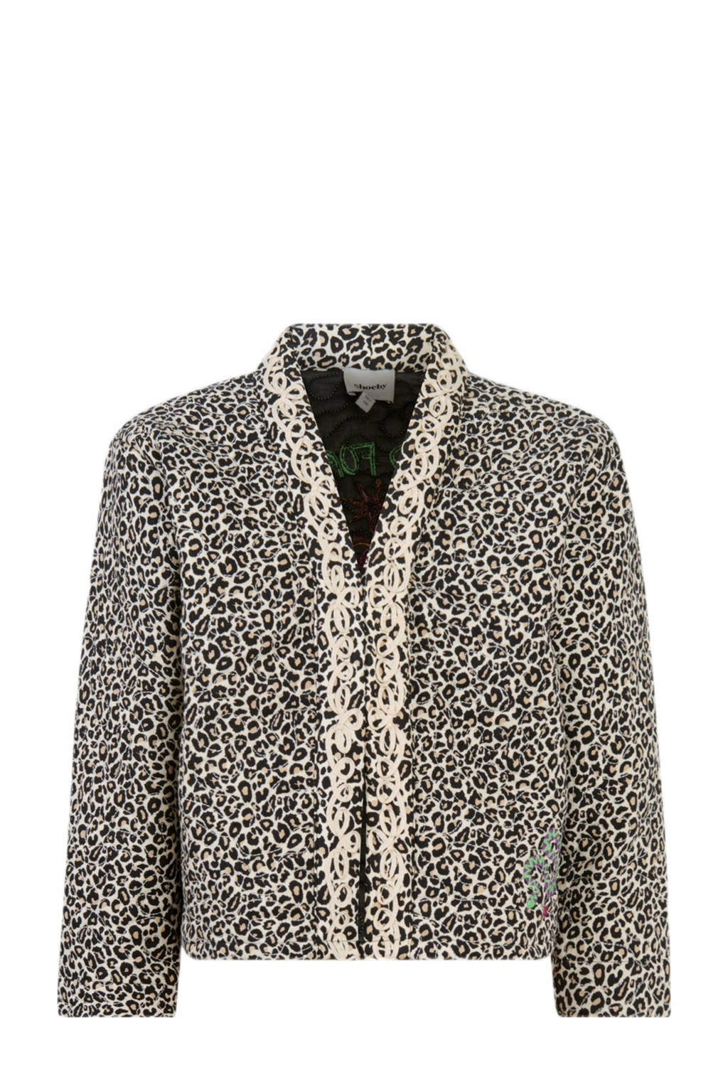 Shoeby gewatteerde kimono met panterprint bruin
