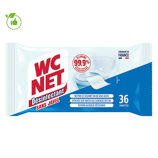 Lingettes désinfectantes sanitaires WC Net 5 actions, étui de 36