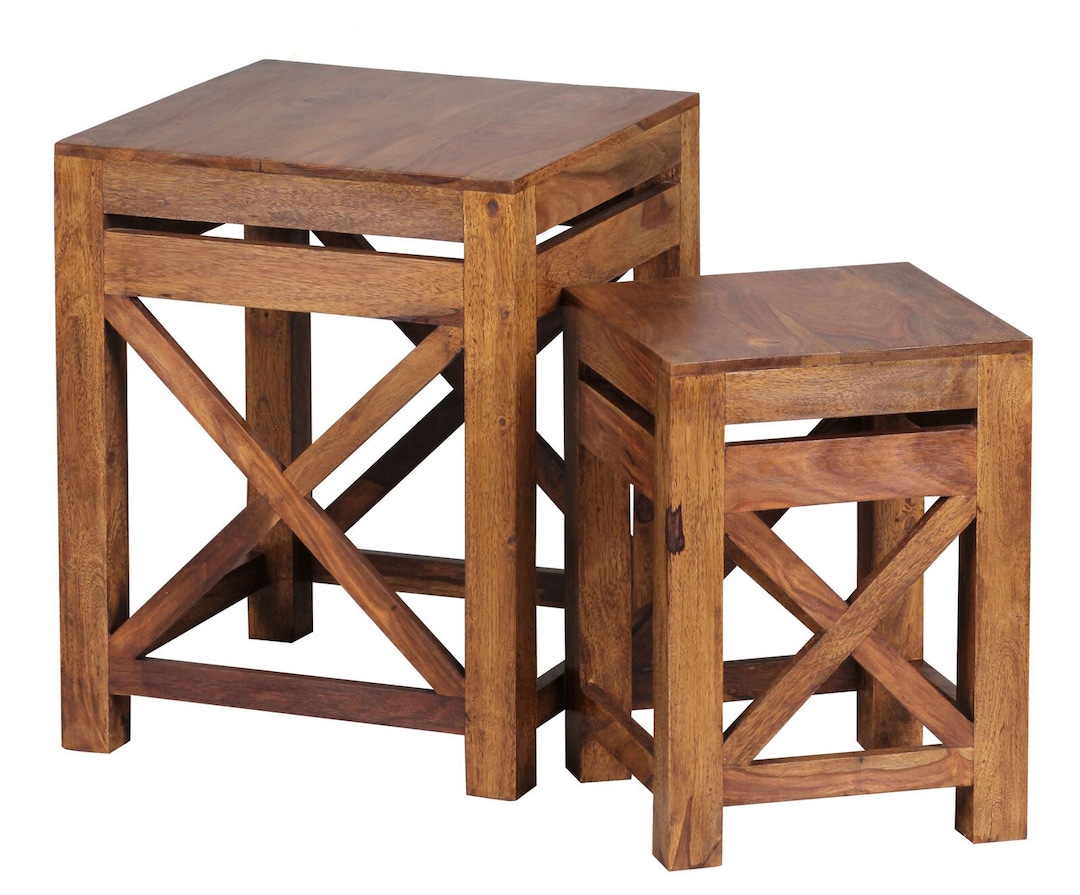 CASAVANTI Beistelltisch 2er-Set Sheesham braun