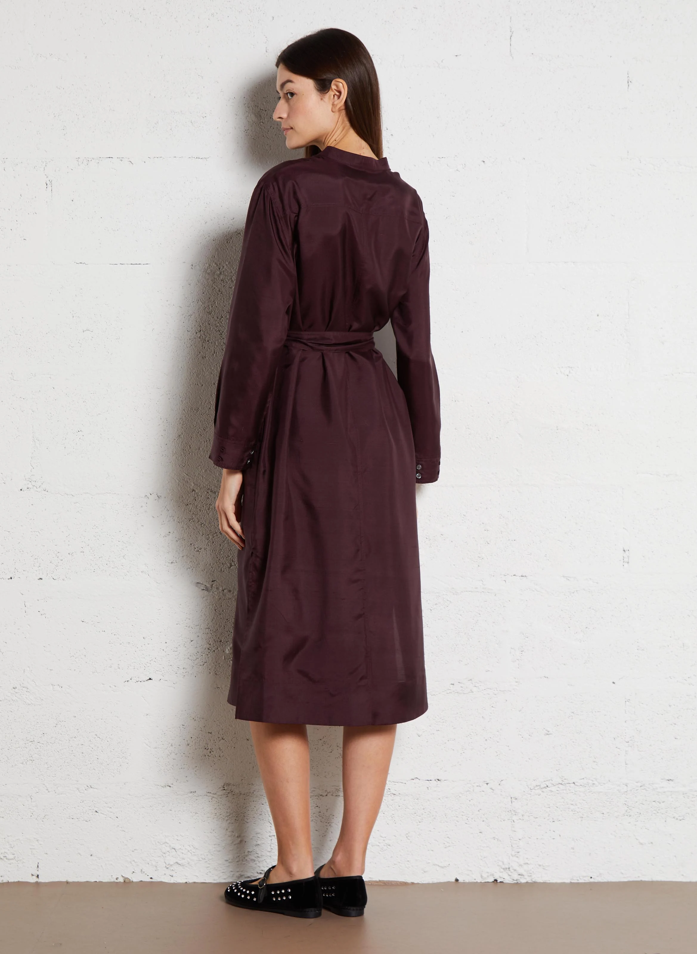 CABOURG - Robe longue droite en soie | Violet