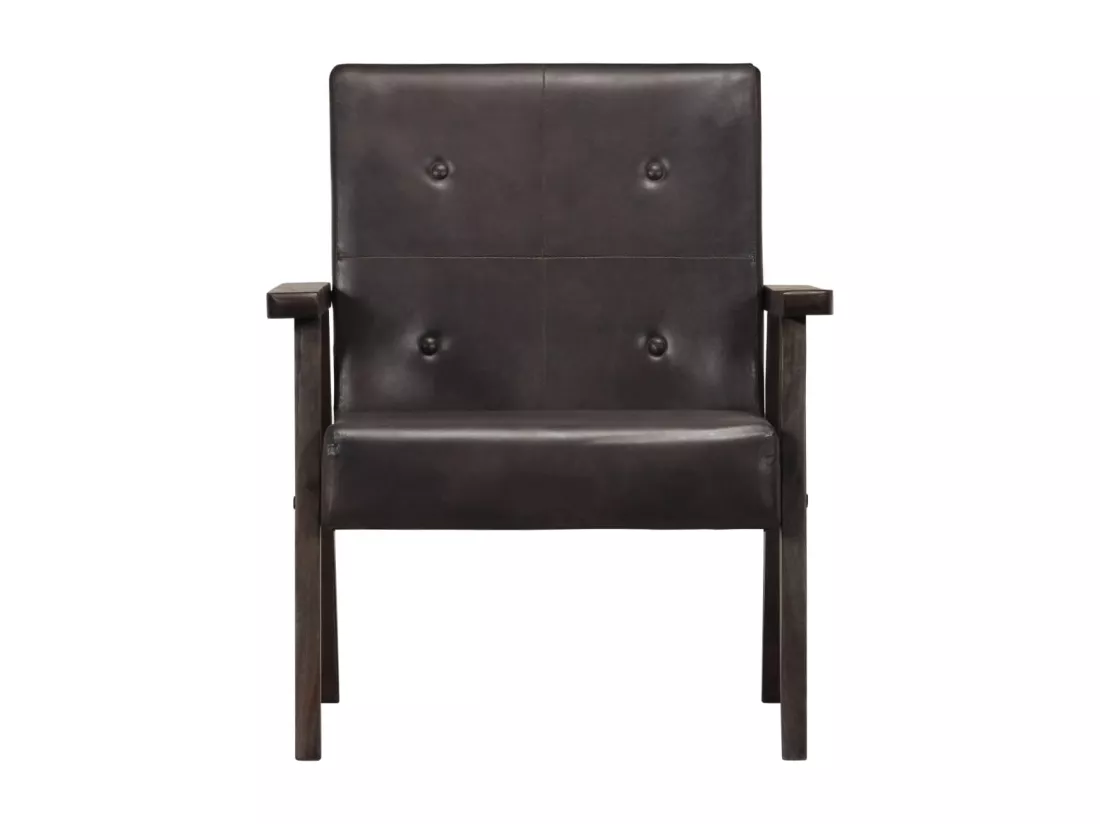 Fauteuil gris cuir véritable